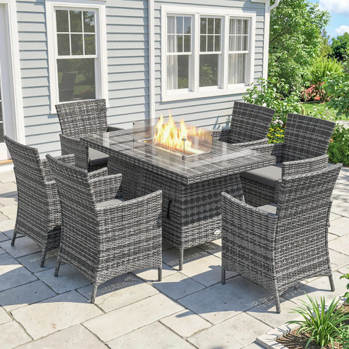 Rattan garden dining fire - dining, pit