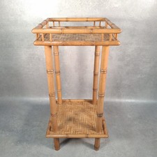 Bamboo 2 Tier Side Table / Shelf Unit Plant Stand Vintage Boho