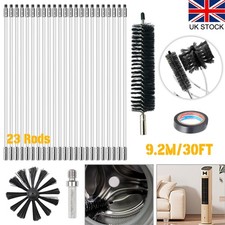 27Pcs Chimney Sweep Kit Fireplaces Pipes Sweeping Brush & Rod Soot Cleaning Rods