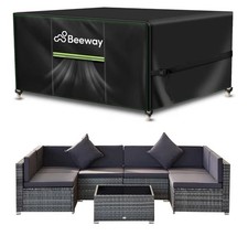 BEEWAY Garden Furniture Cover With Air Vent, Waterproof Patio Rattan Sofa Table 