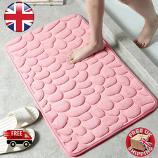 Embossed Velvet Memory Foam Pebble Floor Mat Non Slip Bathroom Living Room Rug