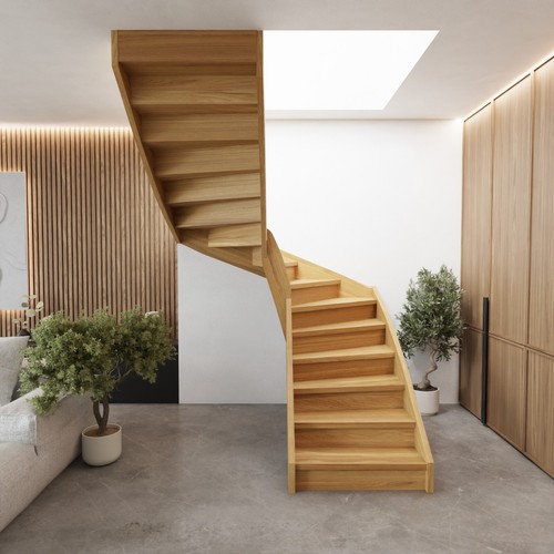 Wooden staircase l shape - wooden, l-shape