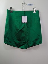 Zara Green Satin Mini Skirt