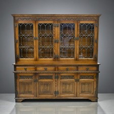 Large Old Charm Display Cabinet Sideboard In Light Oak 2 Piece FREE UK Delivery