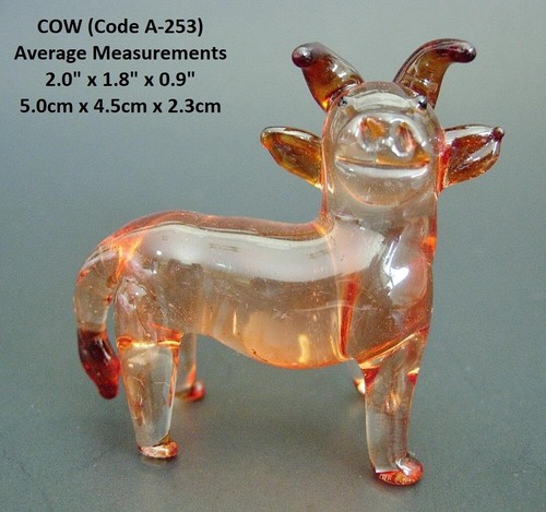 Miniature blown glass cow bull - miniature,