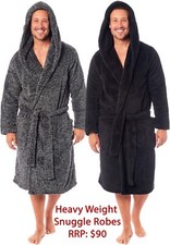 Mens Robe EX STORE Heavy Weight Snuggle Hooded Luxury Dressing Gown RRP $90