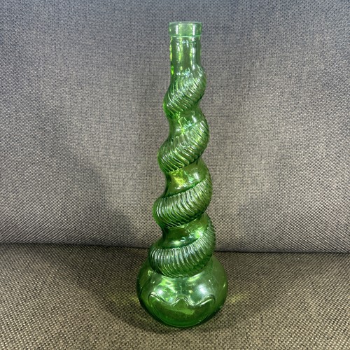 Green snake effect glass - glass, vase