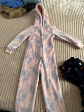 Girls 5-6 All In One Pyjama Sleep Suit Star Design