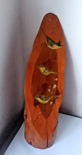 Wooden tree trunk handpainted