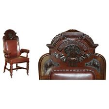 EXQUSIITE ANTIQUE ENGLISH HAND CARVED HARVEST "LABOUR & WAIT" THRONE ARMCHAIR