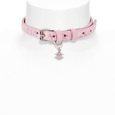 Vivienne Westwood Orb Choker Bracelet Leather Pink B0657