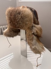 Real Arctic Brown Fox Fur Womens Trapper Hat 
