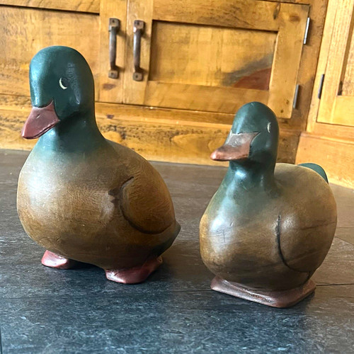 Pair carved wooden - pair,