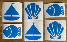 Fish, Boat & Shell Vinyl Decal Stickers For Wall Tiles, Bathroom