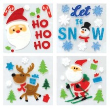 4 x Christmas Window Stickers Xmas Santa Snowman Gel Decal Wall Home Shop Decor