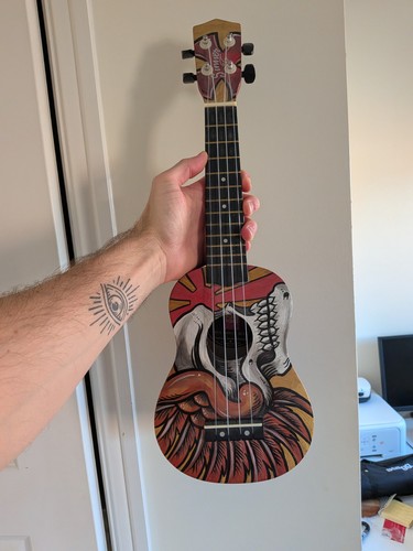 Ukulele painted skull - ukulele,