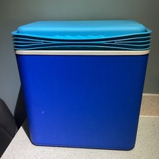 Vintage / Retro Blue & White Cool Box with Handle ~ 15” x 16” x 10”  ~ 24 Litre