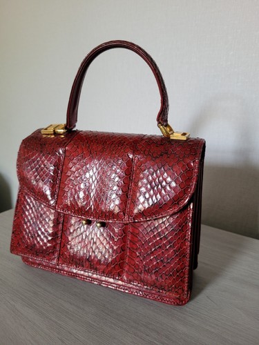 Burgundy red real - , snakeskin