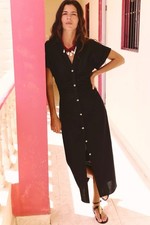 Zara black linen blend midi