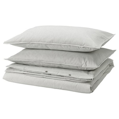 Grey white stripe duvet - stripe, cover