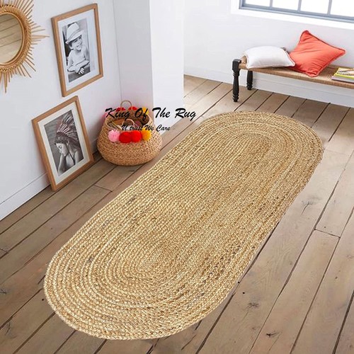 Oval rug natural jute carpet - natural,