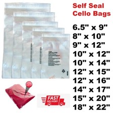 Clear Cellophane Bag Display Garment Cello Peel & Seal Self Adhesive Plastic OPP