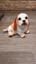 Vintage Resting Basset Hound Puppy Made In Taiwan Ceramic Figurine - MINT