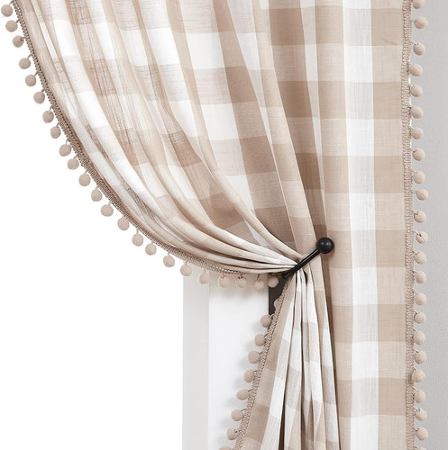 Tan buffalo plaid curtains - tan,