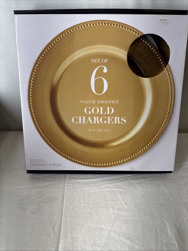 Gold beaded round charger - round,