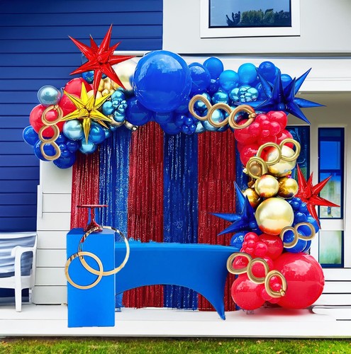 Red blue gold balloon - gold,
