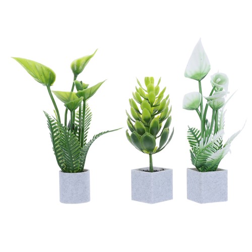 3pcs dollhouse mini - mini, plants