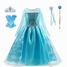 Elsa Dress Girls Princess Costumes & Accessories Halloween Birthday Fancy Party