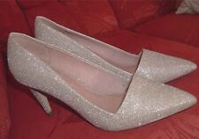 LADIES silver sparkle evening wear heeled shoe size 6½ D  (EU40)  NEXT