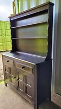 Kitchen Dresser dark oak with double plate Rack, 2 drawers