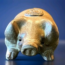 Vintage GCHQ Trade Union 80s Strike Pig pottery Money Box Piggy Bank - RARE
