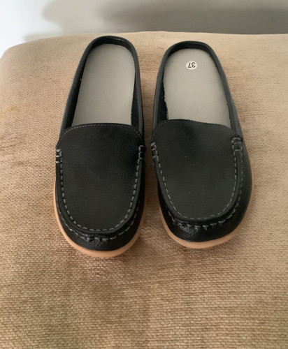 Ladies slip leather loafer - leather,