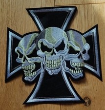 Large Iron Cross Skull Back