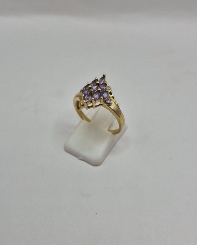 9ct gold tanzanite - gold, diamond