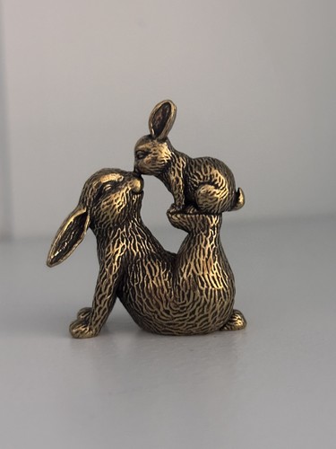 Small brass parent rabbit - rabbit, &