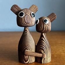 Vintage Pair Of Carved Wooden