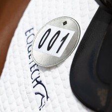 Equetech LUXE Dressage Saddle Cloth Competition Number Holder - Silver PAIR NEW 