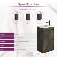 Brown Compact Cloakroom Bathroom Vanity Unit Basin Sink | 2 Sizes