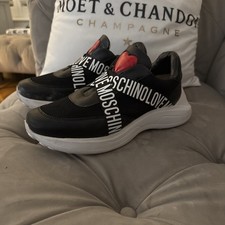 Ladies Moschino Trainers Size 6.5 (40) Black. With Red & White