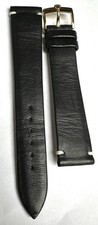 BLACK LEATHER STRAP 20mm ROLEX GOLD FINISH BUCKLE