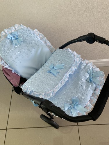 Small dolls blue broderie pram - dolls,