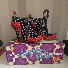 Irregular Choice Size 5 “Dotty Love” Court Heel Ankle Boots red blue iced gem 