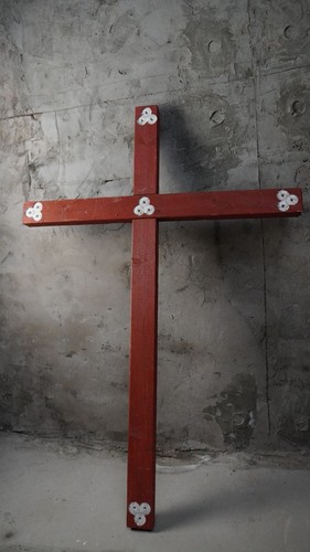 Large painted wooden cross - large,