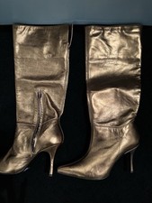Ravel Ladies  Bronze Metallic 100% Leather Knee High Boots Size 40 New In Box
