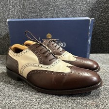 LOAKE 1880 "Sloane" Brown and White Leather Oxford Brogue Shoes Size 9.5 2Tone