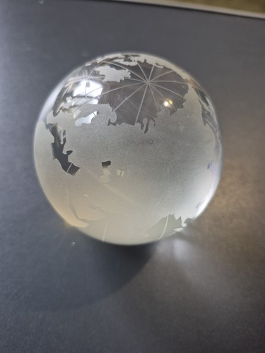 Glass world globe paperweight - glass,